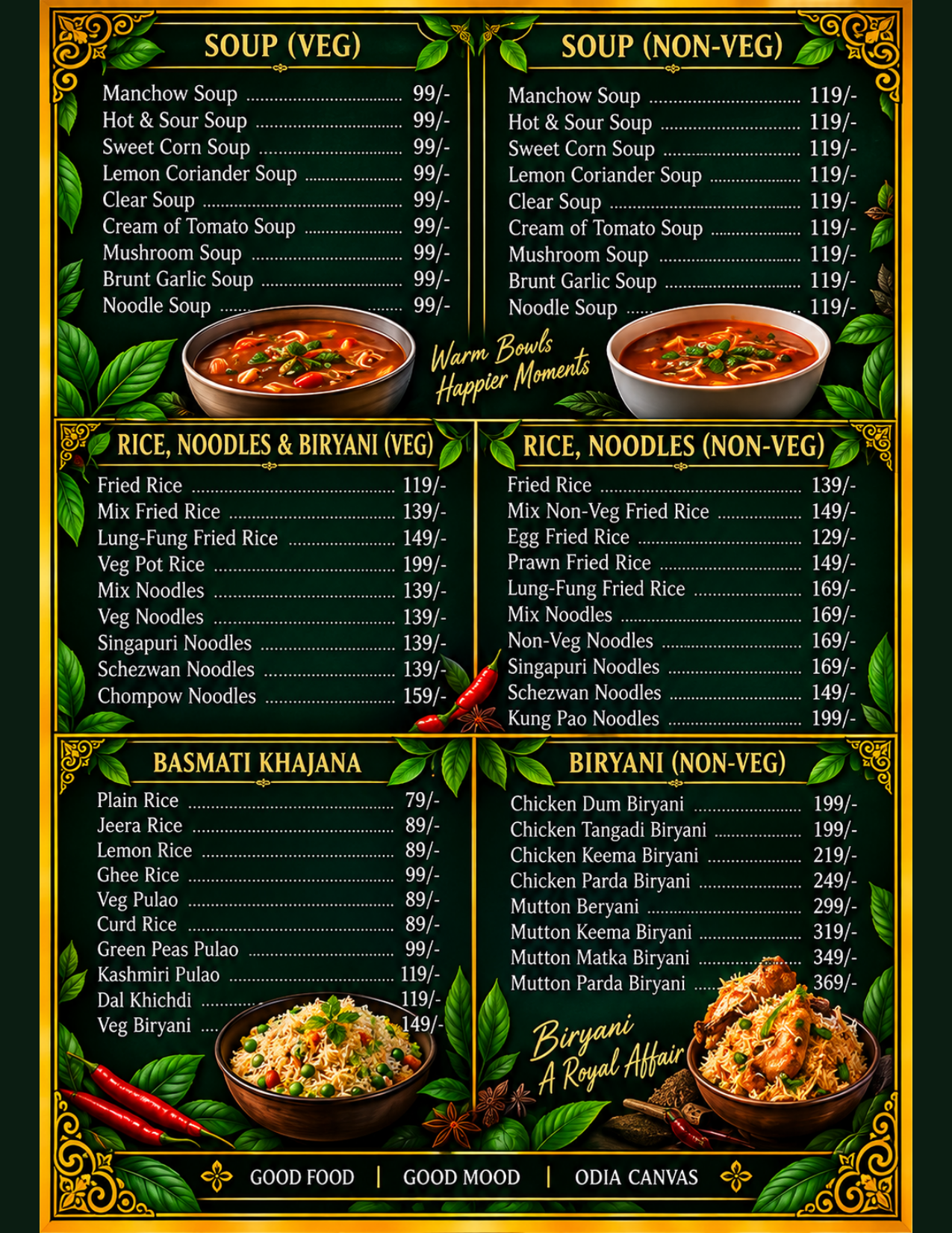 North and South Indian Food at Odia Canvas