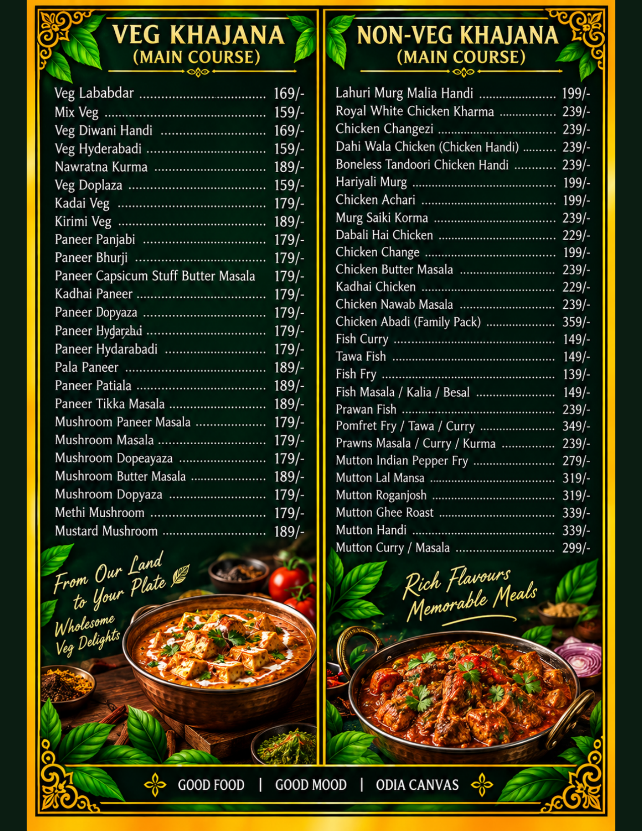 Tandoori and Kabab Menu at Odia Canvas Bhubaneswar